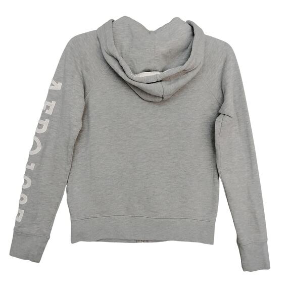Aeropostale Hoodie Size Small "Aero 1987" Patch on Left Arm Gray Full Zipper - Picture 4 of 9